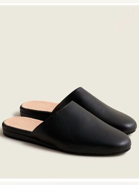 NIB J.Crew Slip-on Mules Black Leather Women Sz 7